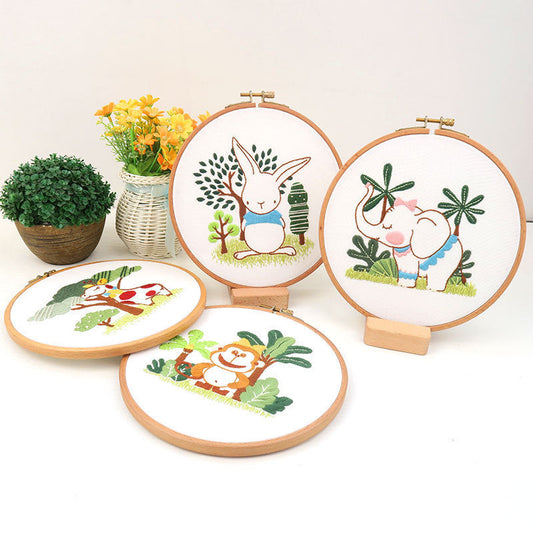 HKM-159123 Cute Cartoon Pet Embroidery DIY Kit - Cotton and Linen Fabric for Home Decoration