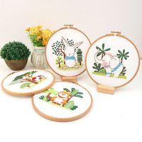 HKM-159123 Cute Cartoon Pet Embroidery DIY Kit - Cotton and Linen Fabric for Home Decoration
