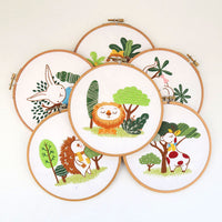 HKM-159123 Cute Cartoon Pet Embroidery DIY Kit - Cotton and Linen Fabric for Home Decoration