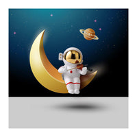 HKM-159187 Astronaut Canvas Art Poster - Modern Flat Oil Painting for Space Travel Decor