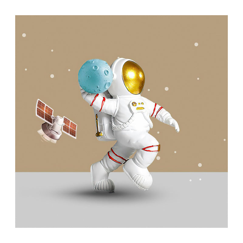 HKM-159187 Astronaut Canvas Art Poster - Modern Flat Oil Painting for Space Travel Decor