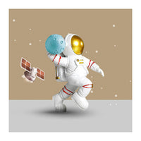 HKM-159187 Astronaut Canvas Art Poster - Modern Flat Oil Painting for Space Travel Decor