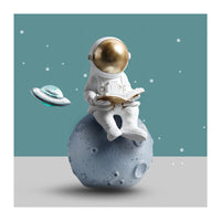 HKM-159187 Astronaut Canvas Art Poster - Modern Flat Oil Painting for Space Travel Decor