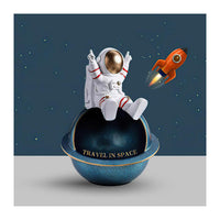 HKM-159187 Astronaut Canvas Art Poster - Modern Flat Oil Painting for Space Travel Decor