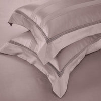 HKM-159507 High Density Jacquard Cotton Bedding Set - 4 Pieces in Pink, Grey, and Camel