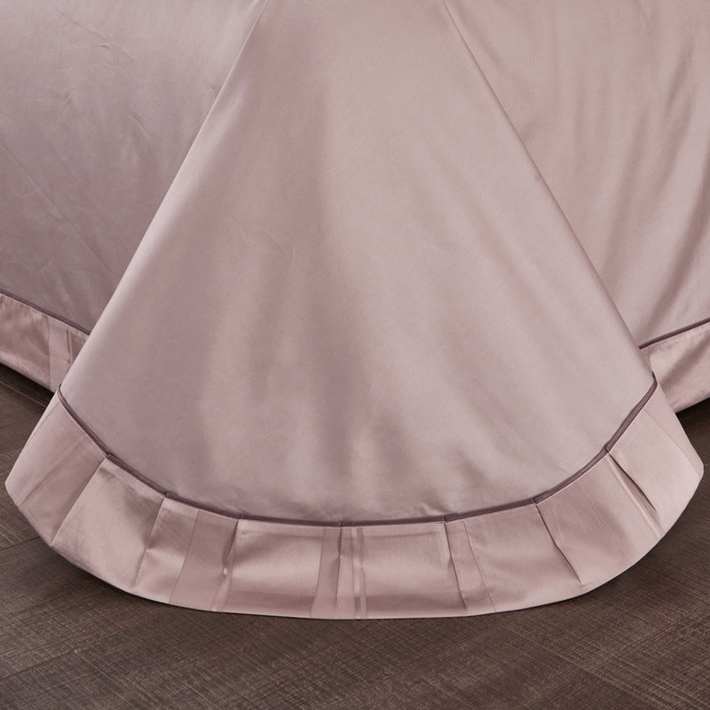 HKM-159507 High Density Jacquard Cotton Bedding Set - 4 Pieces in Pink, Grey, and Camel