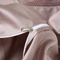 HKM-159507 High Density Jacquard Cotton Bedding Set - 4 Pieces in Pink, Grey, and Camel