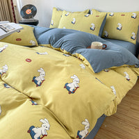 HKM-159507 Thickened Brushed Cartoon-Patterned Bedding Set - 3-Piece for Maternal and Child