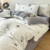 HKM-159507 Thickened Brushed Cartoon-Patterned Bedding Set - 3-Piece for Maternal and Child