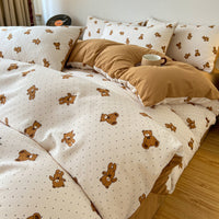 HKM-159507 Thickened Brushed Cartoon-Patterned Bedding Set - 3-Piece for Maternal and Child