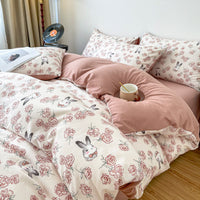 HKM-159507 Thickened Brushed Cartoon-Patterned Bedding Set - 3-Piece for Maternal and Child