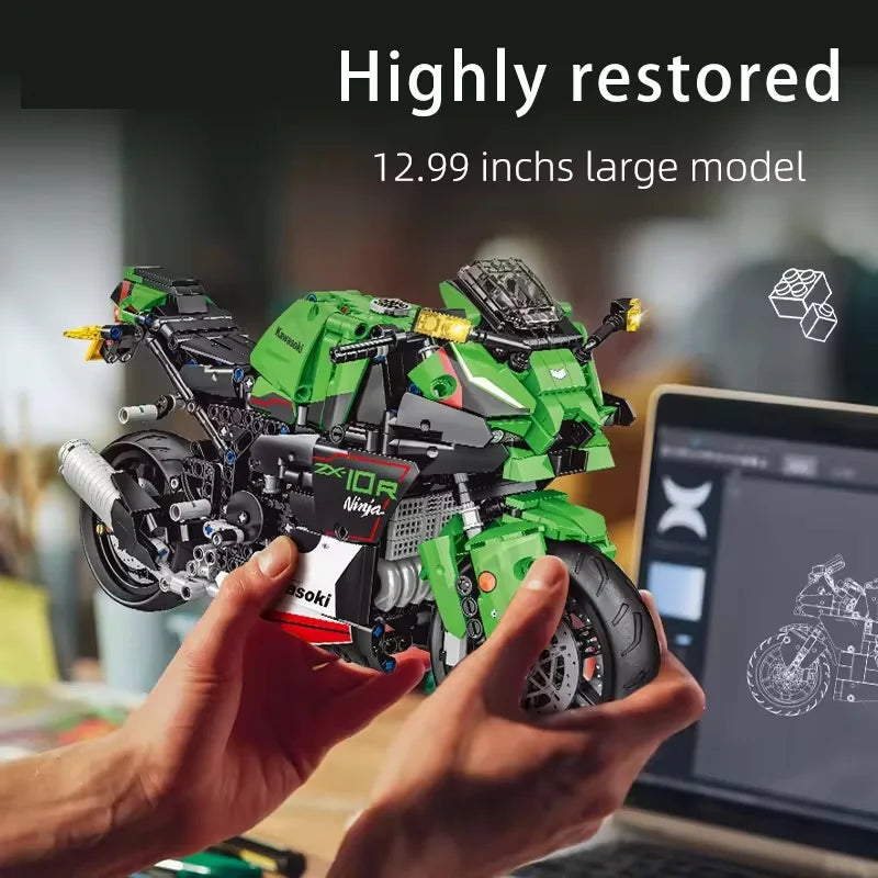 1/6 Scale Motorcycle Building Block Set - 50 Piece Construction Toy for Ages 2 and Up