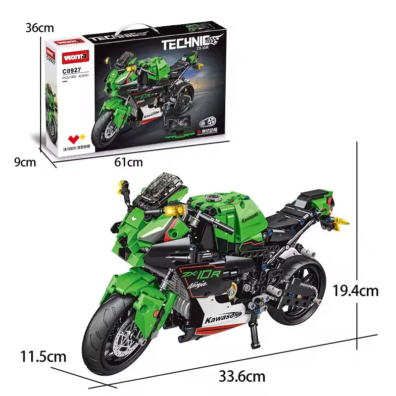 1/6 Scale Motorcycle Building Block Set - 50 Piece Construction Toy for Ages 2 and Up