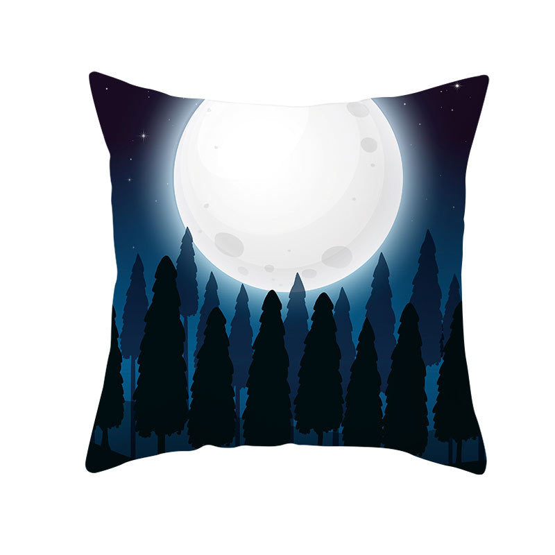 HKM-160019 Halloween Devil Print Pillow Cover - 45x45cm Polyester Cushion Case