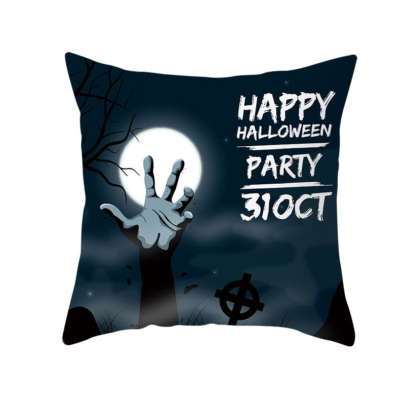 HKM-160019 Halloween Devil Print Pillow Cover - 45x45cm Polyester Cushion Case