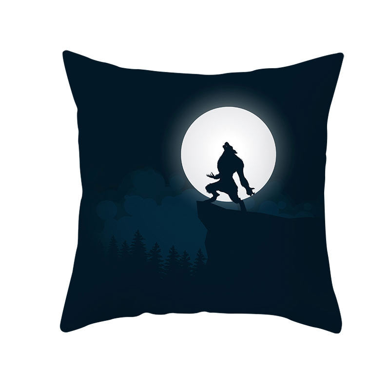 HKM-160019 Halloween Devil Print Pillow Cover - 45x45cm Polyester Cushion Case