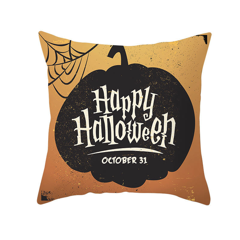 HKM-160019 Halloween Devil Print Pillow Cover - 45x45cm Polyester Cushion Case