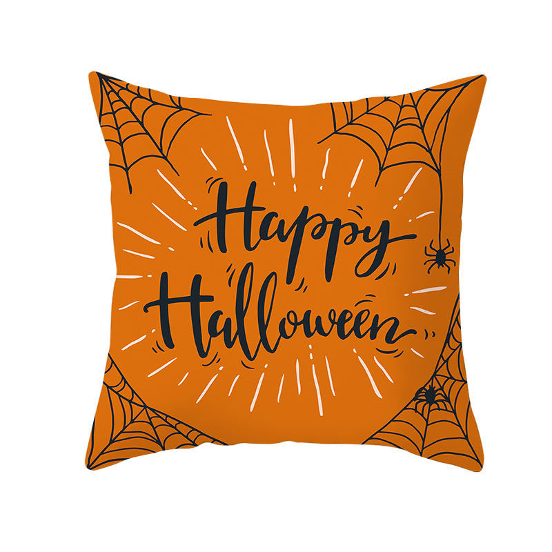 HKM-160019 Halloween Devil Print Pillow Cover - 45x45cm Polyester Cushion Case