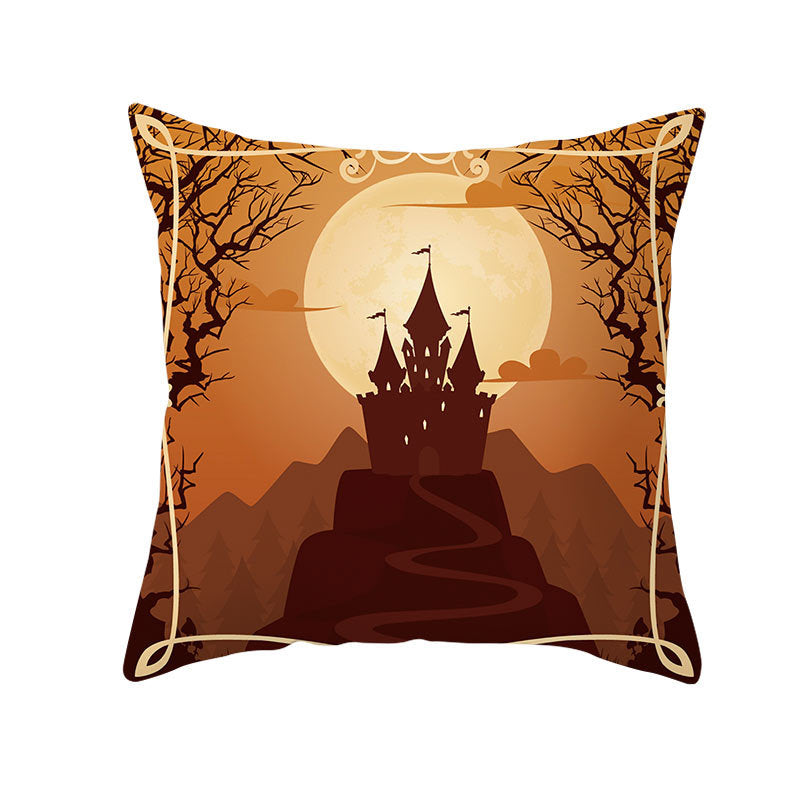 HKM-160019 Halloween Devil Print Pillow Cover - 45x45cm Polyester Cushion Case