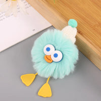 HKM-160019 Plush Duckling Keychain – Soft Fur Ball Pendant for Bags, Backpacks, and Keys