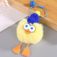HKM-160019 Plush Duckling Keychain – Soft Fur Ball Pendant for Bags, Backpacks, and Keys