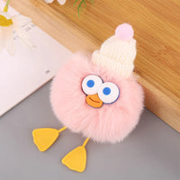 HKM-160019 Plush Duckling Keychain – Soft Fur Ball Pendant for Bags, Backpacks, and Keys