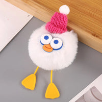 HKM-160019 Plush Duckling Keychain – Soft Fur Ball Pendant for Bags, Backpacks, and Keys