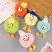 HKM-160019 Plush Duckling Keychain – Soft Fur Ball Pendant for Bags, Backpacks, and Keys