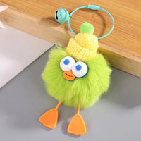 HKM-160019 Plush Duckling Keychain – Soft Fur Ball Pendant for Bags, Backpacks, and Keys