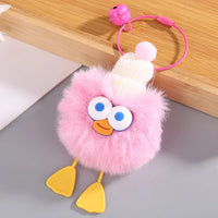 HKM-160019 Plush Duckling Keychain – Soft Fur Ball Pendant for Bags, Backpacks, and Keys
