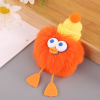 HKM-160019 Plush Duckling Keychain – Soft Fur Ball Pendant for Bags, Backpacks, and Keys
