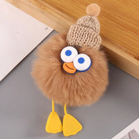 HKM-160019 Plush Duckling Keychain – Soft Fur Ball Pendant for Bags, Backpacks, and Keys
