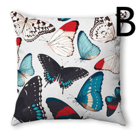 HKM-160019 Watercolor Butterfly Print Soft Linen Pillowcase 45x45CM