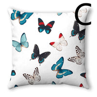 HKM-160019 Watercolor Butterfly Print Soft Linen Pillowcase 45x45CM