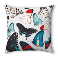 HKM-160019 Watercolor Butterfly Print Soft Linen Pillowcase 45x45CM