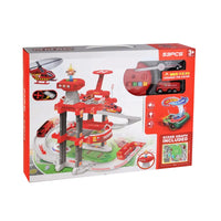 HKM-160147 3-Level Car Parking Garage Toy with 2 Die Cast Cars for Kids Age 2-7