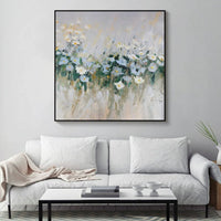 HKM-160275 Handmade Modern Oil Painting - Blue Flower Canvas Art for Home Decoration