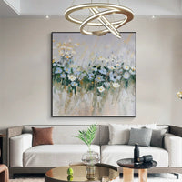 HKM-160275 Handmade Modern Oil Painting - Blue Flower Canvas Art for Home Decoration