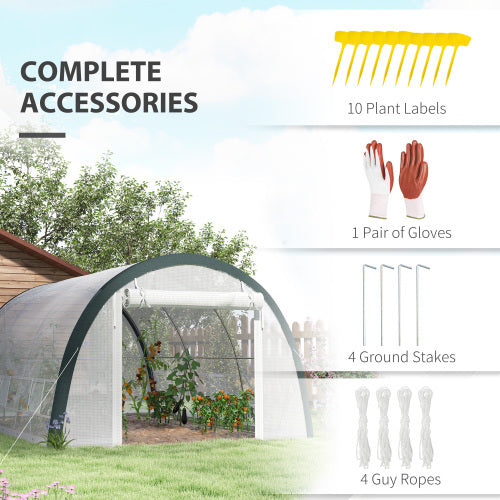 HKM-160339 Walk-In Tunnel Greenhouse 4x3m with Steel Frame, Double-Layer Cover, and Accessories
