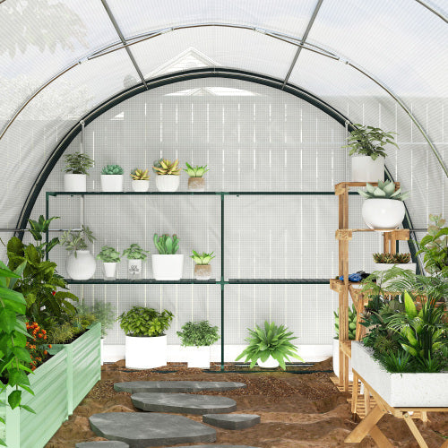 HKM-160339 Walk-In Tunnel Greenhouse 4x3m with Steel Frame, Double-Layer Cover, and Accessories