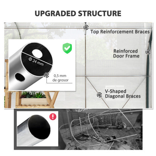 HKM-160339 Walk-In Tunnel Greenhouse 4x3m with Steel Frame, Double-Layer Cover, and Accessories