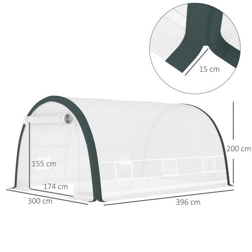 HKM-160339 Walk-In Tunnel Greenhouse 4x3m with Steel Frame, Double-Layer Cover, and Accessories
