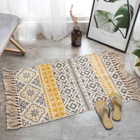 HKM-160403 Handmade Ethnic Style Cotton Hemp Retro Rectangular Mat - 60x90cm