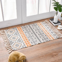 HKM-160403 Handmade Ethnic Style Cotton Hemp Retro Rectangular Mat - 60x90cm