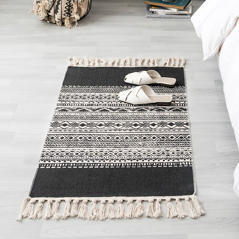HKM-160403 Handmade Ethnic Style Cotton Hemp Retro Rectangular Mat - 60x90cm
