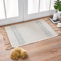 HKM-160403 Handmade Ethnic Style Cotton Hemp Retro Rectangular Mat - 60x90cm