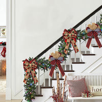 HKM-160467 Christmas Bowknot Decorative Ribbon - Cloth Plaid Style for Holiday Decor