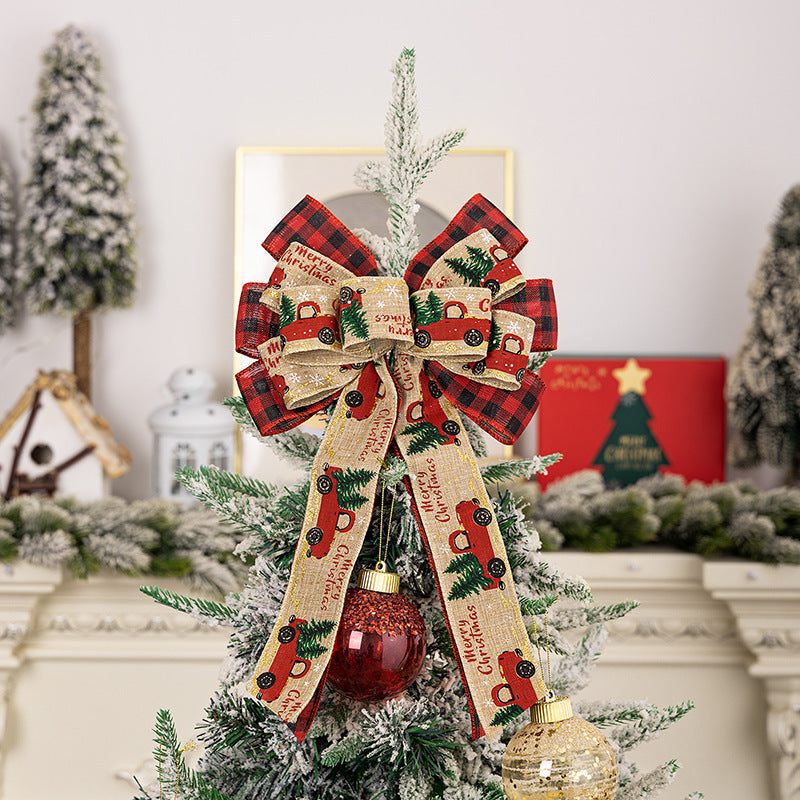 HKM-160467 Christmas Bowknot Decorative Ribbon - Cloth Plaid Style for Holiday Decor