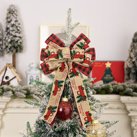HKM-160467 Christmas Bowknot Decorative Ribbon - Cloth Plaid Style for Holiday Decor