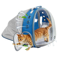 HKM-160531 Expandable Transparent Mesh Pet Backpack - Lightweight Carrier for Cats Up to 6kg - Various Colors Available